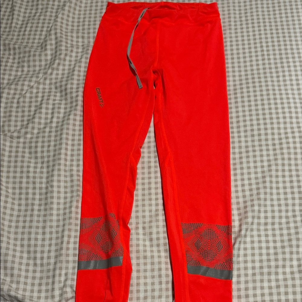 Craft Red Leggings with Gray Accents